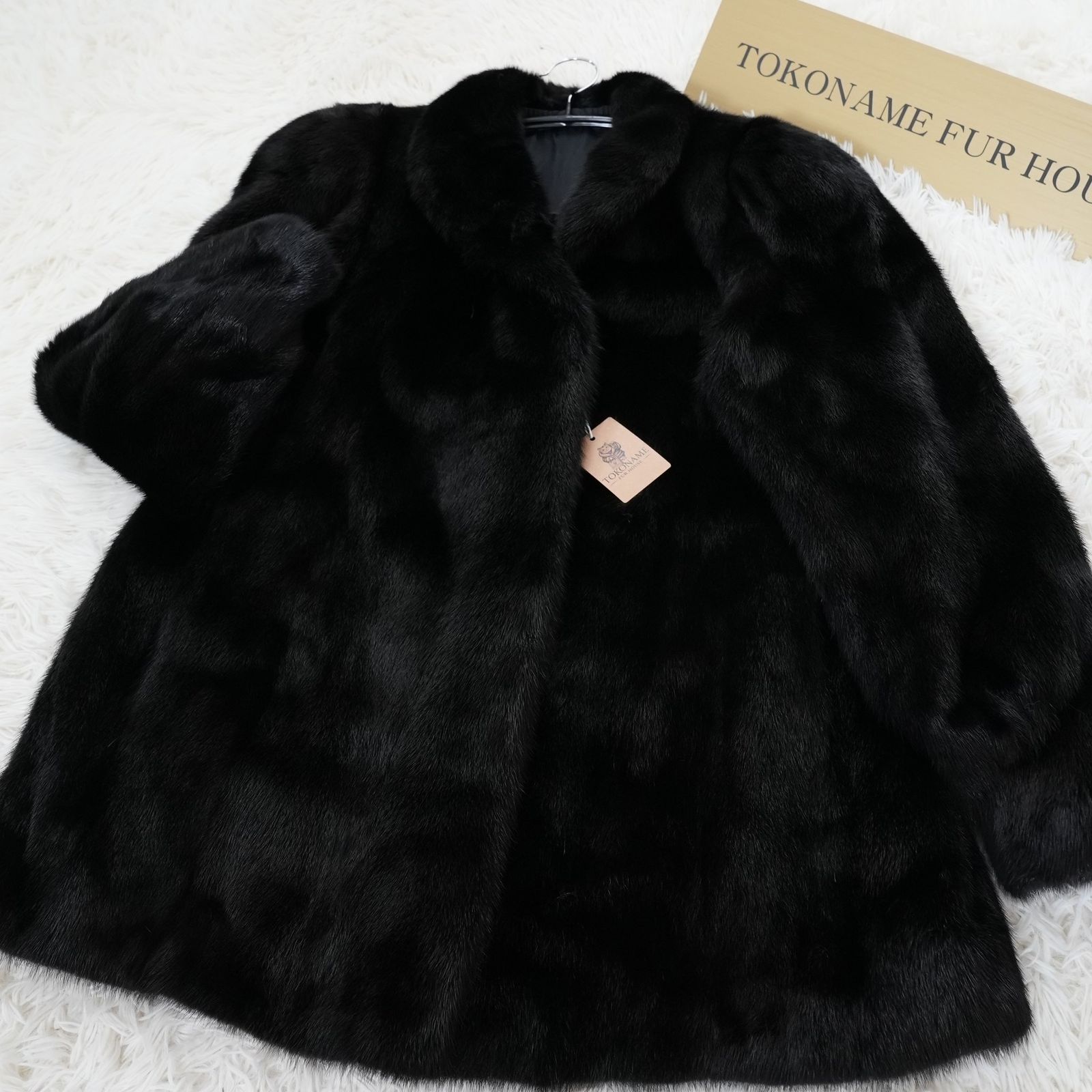 サガミンク リアルファー コート 本毛皮 Black Mink Coat - SAGA MINK Soft and Glossy Genuine Vintage Fur Japan