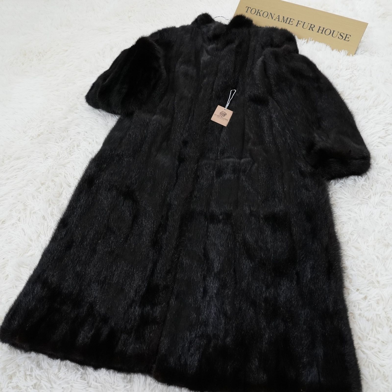 着丈108cm サガミンク リアルファー ロングコート 本毛皮 水貂 Dark Mink Long Coat Hair Up - SAGA MINK Genuine Vintage Fur Japan