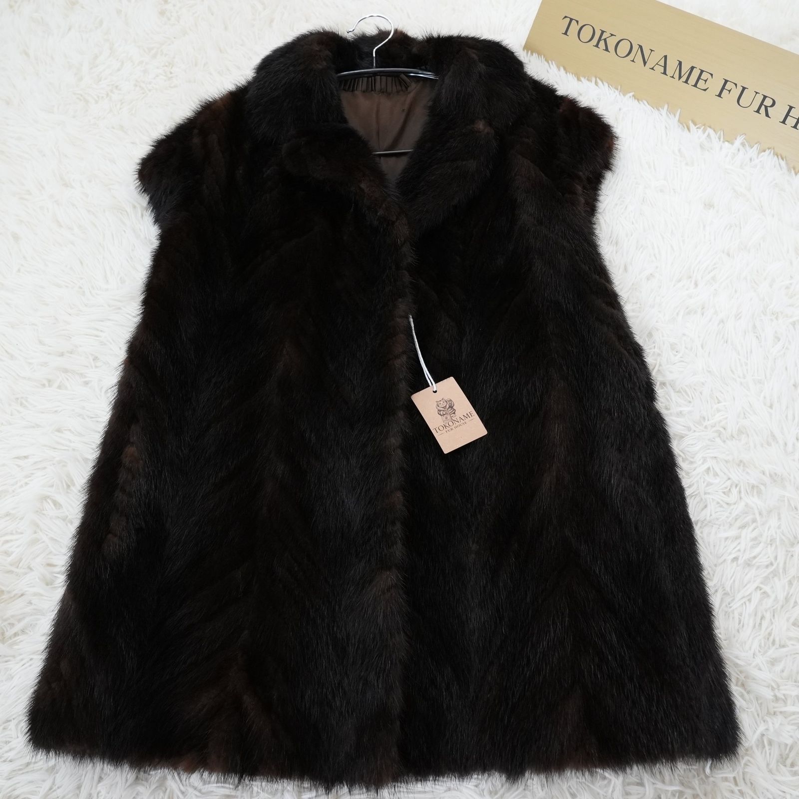 ダークミンク リアルファー ベスト 本毛皮 水貂 Dark Mink Vest
