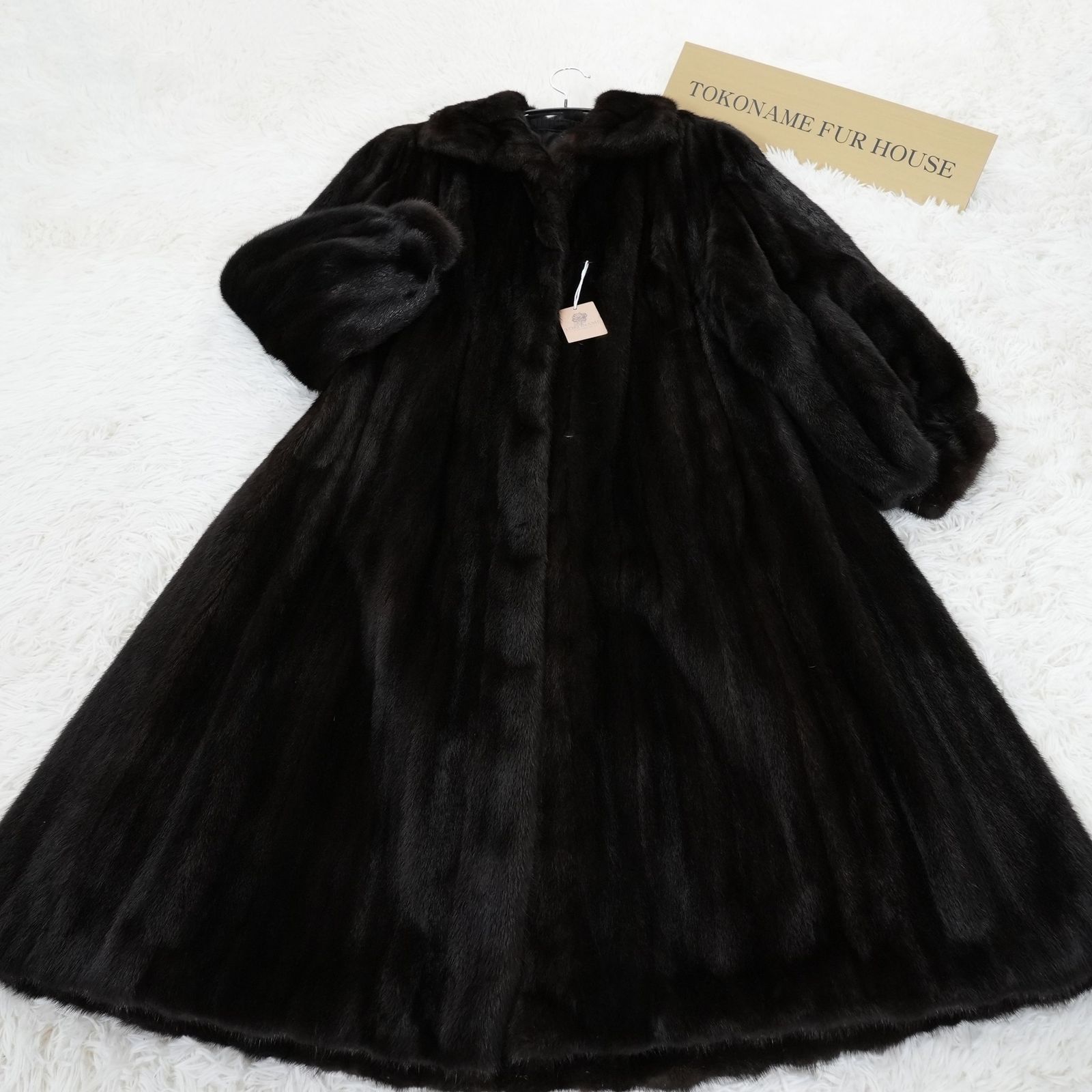 裾周り200cm グラマミンク Aライン ロングコート サガミンク リアルファー 本毛皮 Glama Mink A-Line Long Fur Coat Women’s Vintage Luxury Outerwear