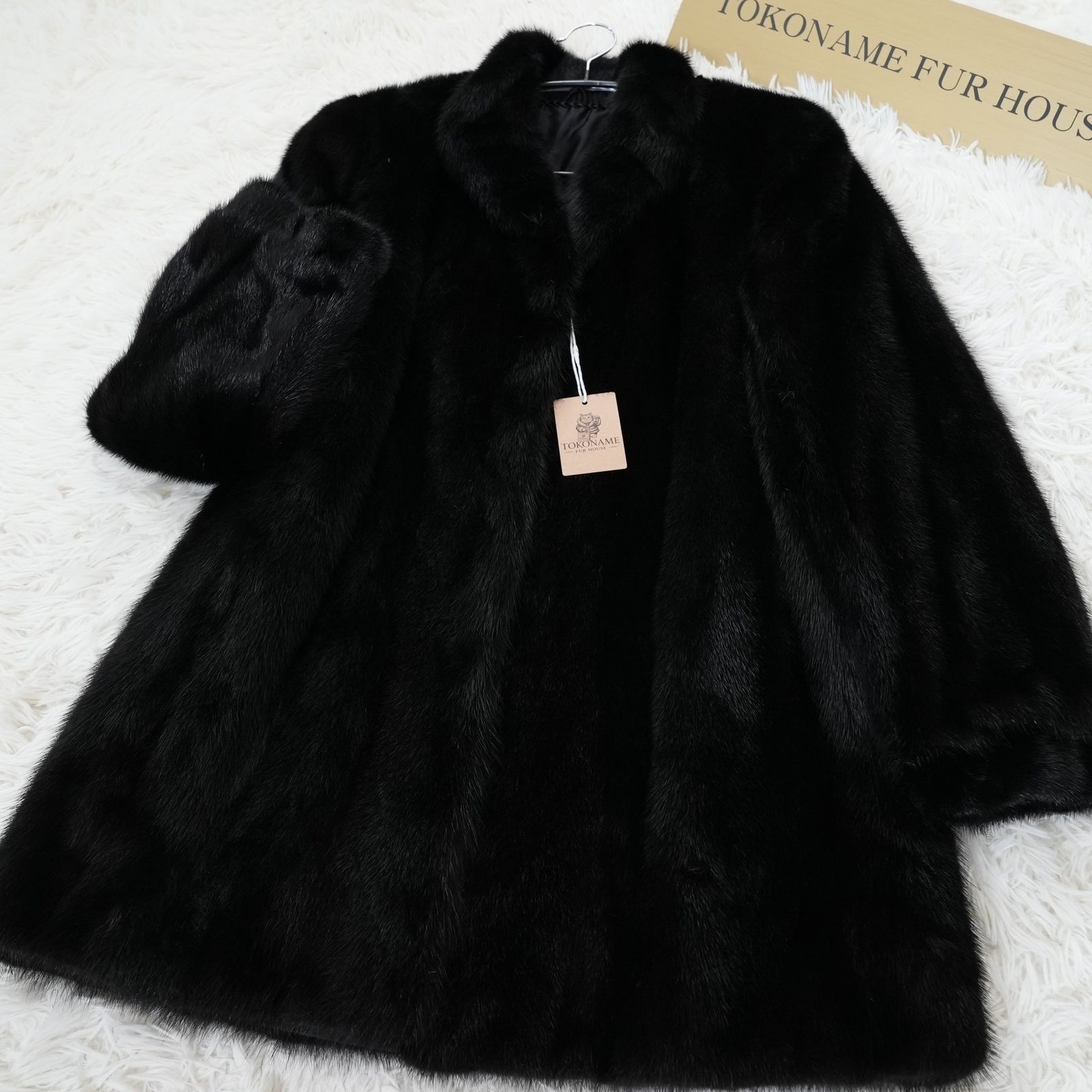 サガミンク リアルファーコート 本毛皮 水貂 Black Mink Coat - SAGA