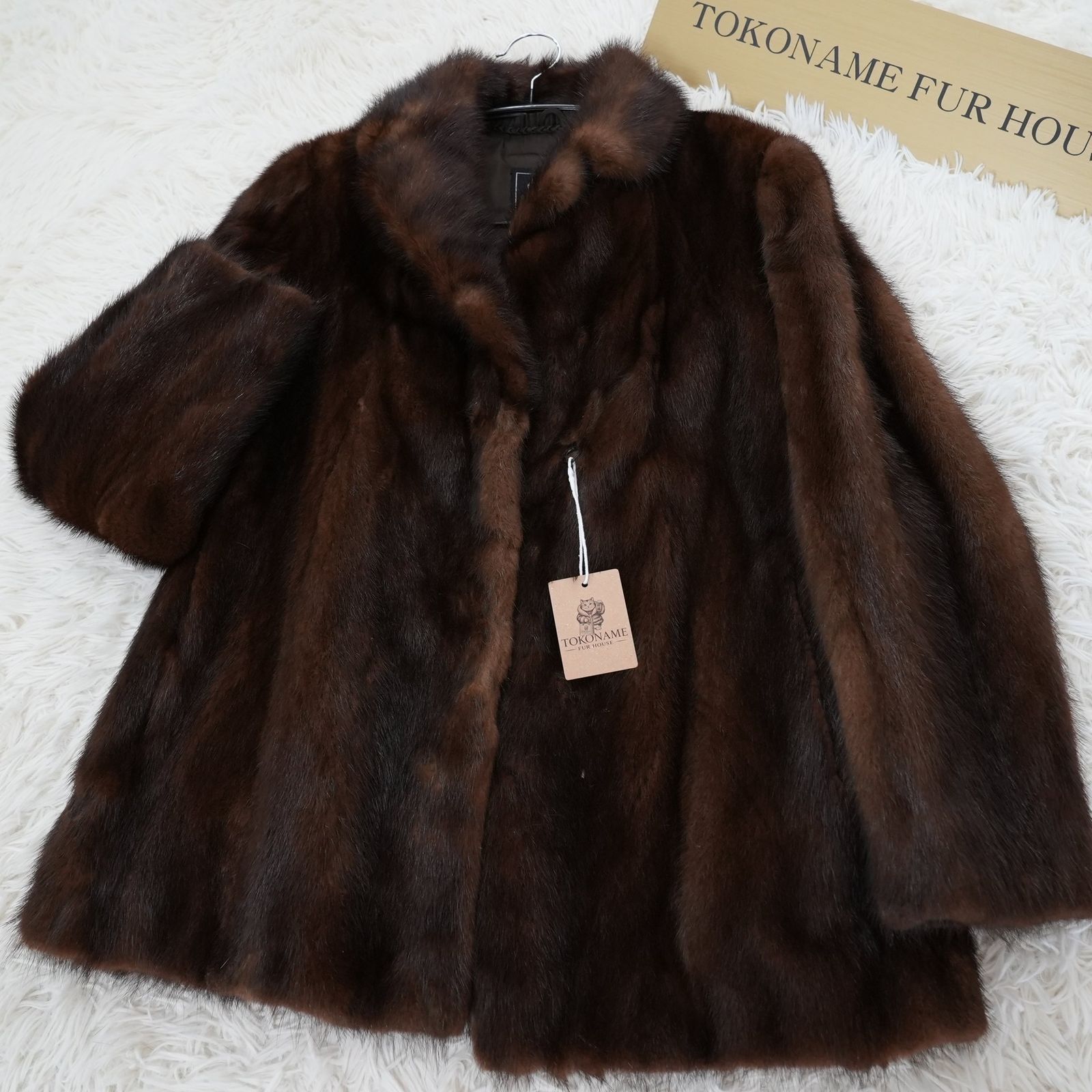 レディース ダークミンク リアルファー コート 本毛皮 水貂 Dark Mink 