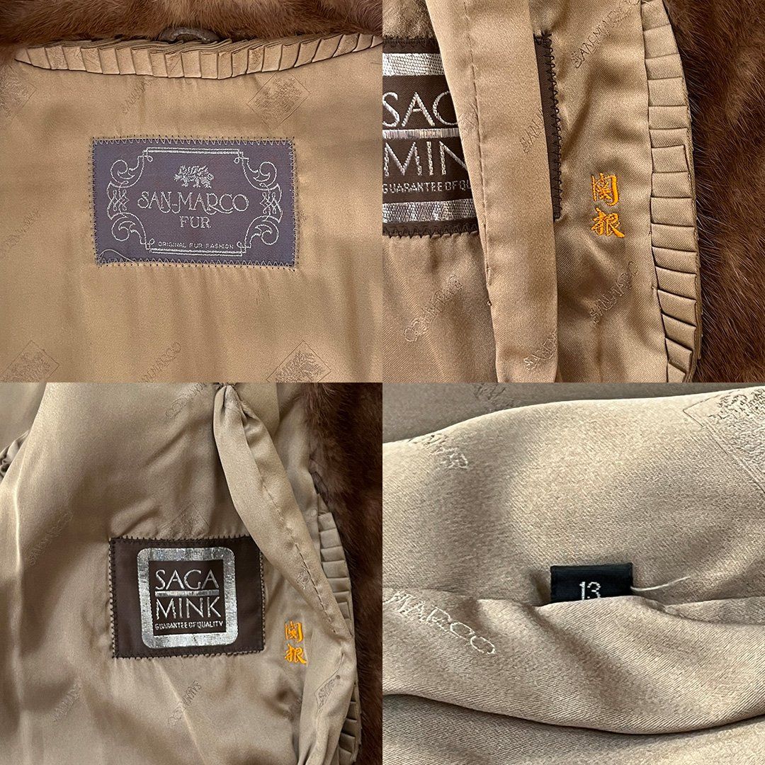 サガミンクリアルファー コート 本毛皮 水貂 Demi Buff Mink Jacket