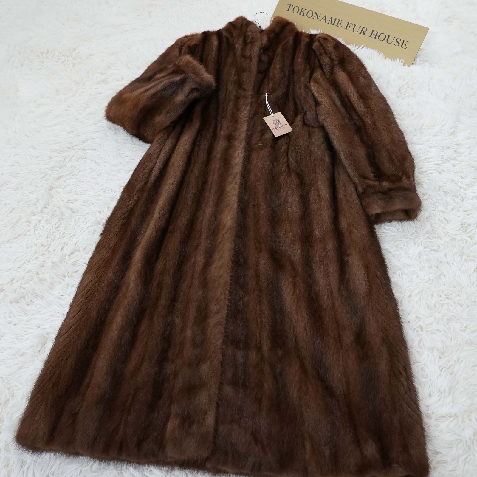 サガミンク リアルファー ロングコート 本毛皮 水貂 Demi Buff Mink Long Coat - SAGA MINK Vintage Fur From Japan