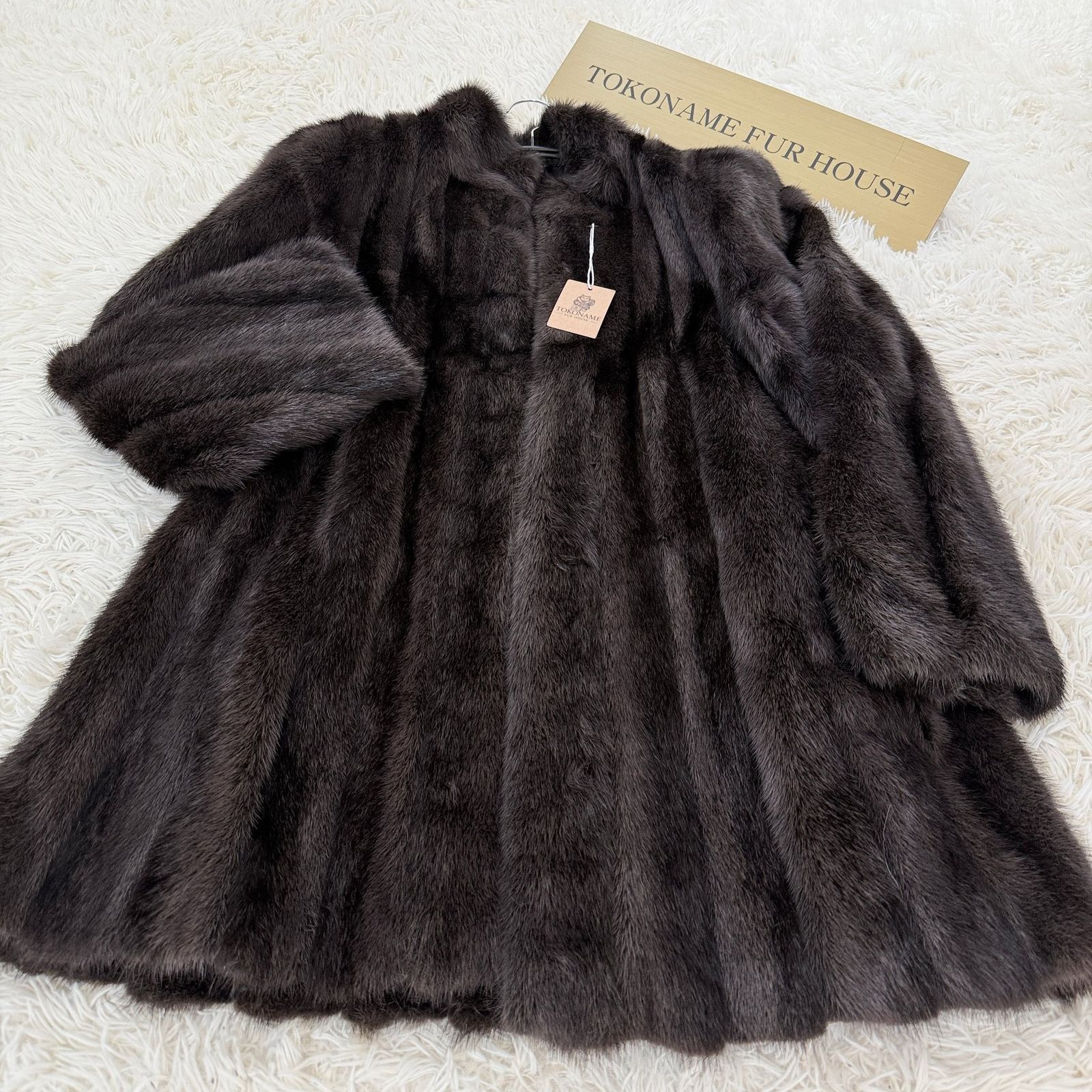 ブラッククロスミンク リアルファー コート 本毛皮 水貂 Black Cross Dyed Mink Coat EMBA Genuine Vintage Fur Japan