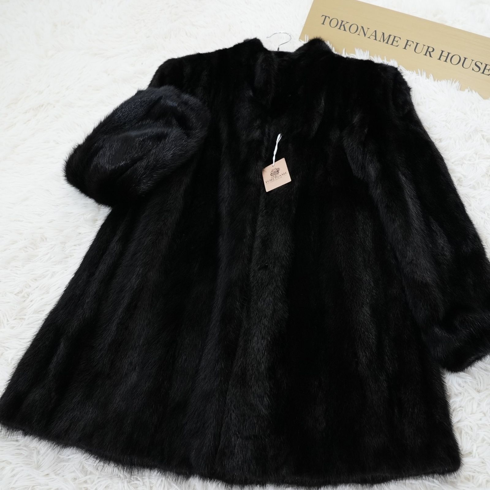 ブラック ミンク リアルファー コート 本毛皮 貂皮 Black Mink Coat