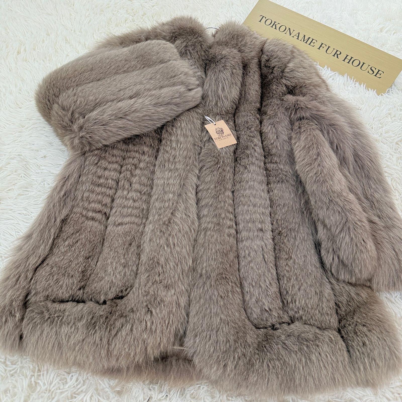 アッシュベージュ染め フォックス コート 狐 Ash Beige Fox Coat Genuine Vintage Fur Japan