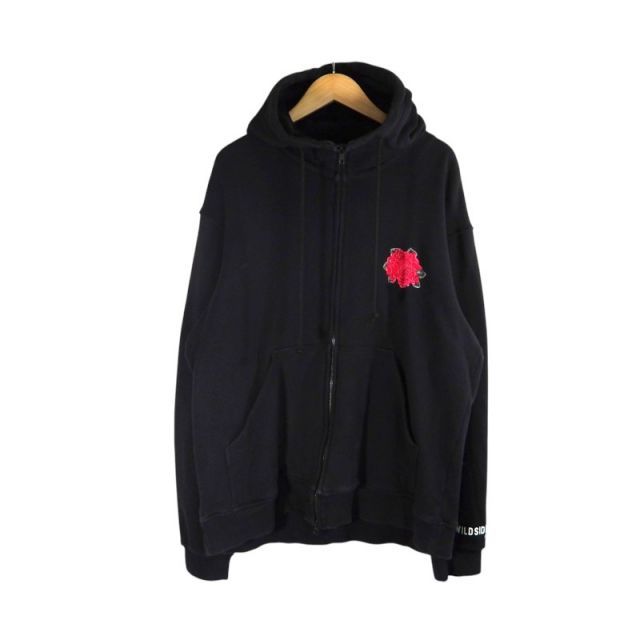 YOHJI YAMAMOTO WILD SIDE EMBROIDERY ZIP HOODIE BLACK サイズ3 WJ-T62-006 ヨウジヤマモト ワイルドサイド エンブロイダリー ジップ フーディー パーカー トップス 大名店