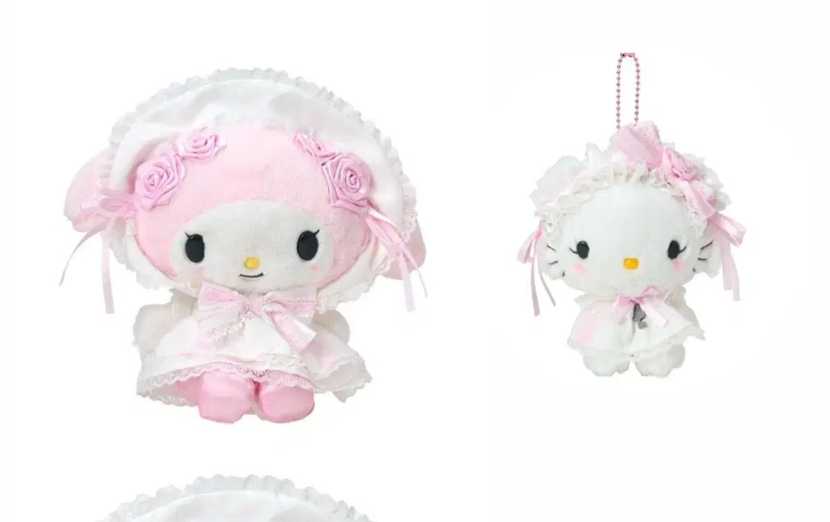 (2種まとめ売り)(タグ新品)白 フリル マリMELODY ぬい チャーミーキティ マスコット