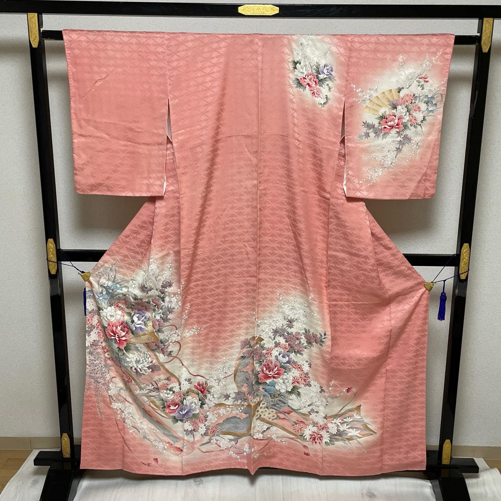 付下げ 扇に花車 美しい染め 着物 正絹 X-3414 9,728円