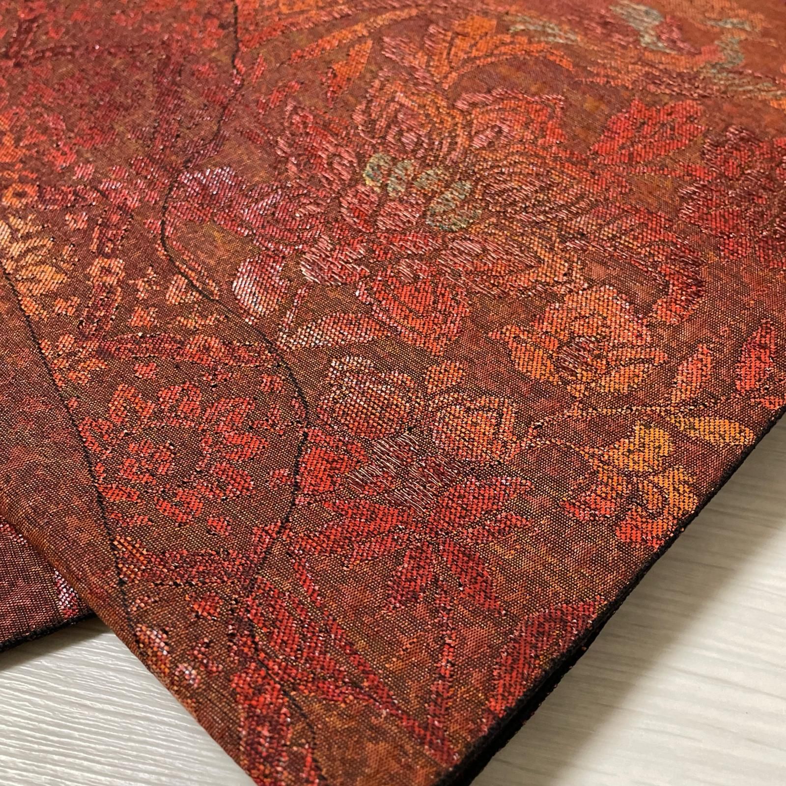 名古屋帯 鮮やか 更紗模様 八寸 正絹 着物 X-3450