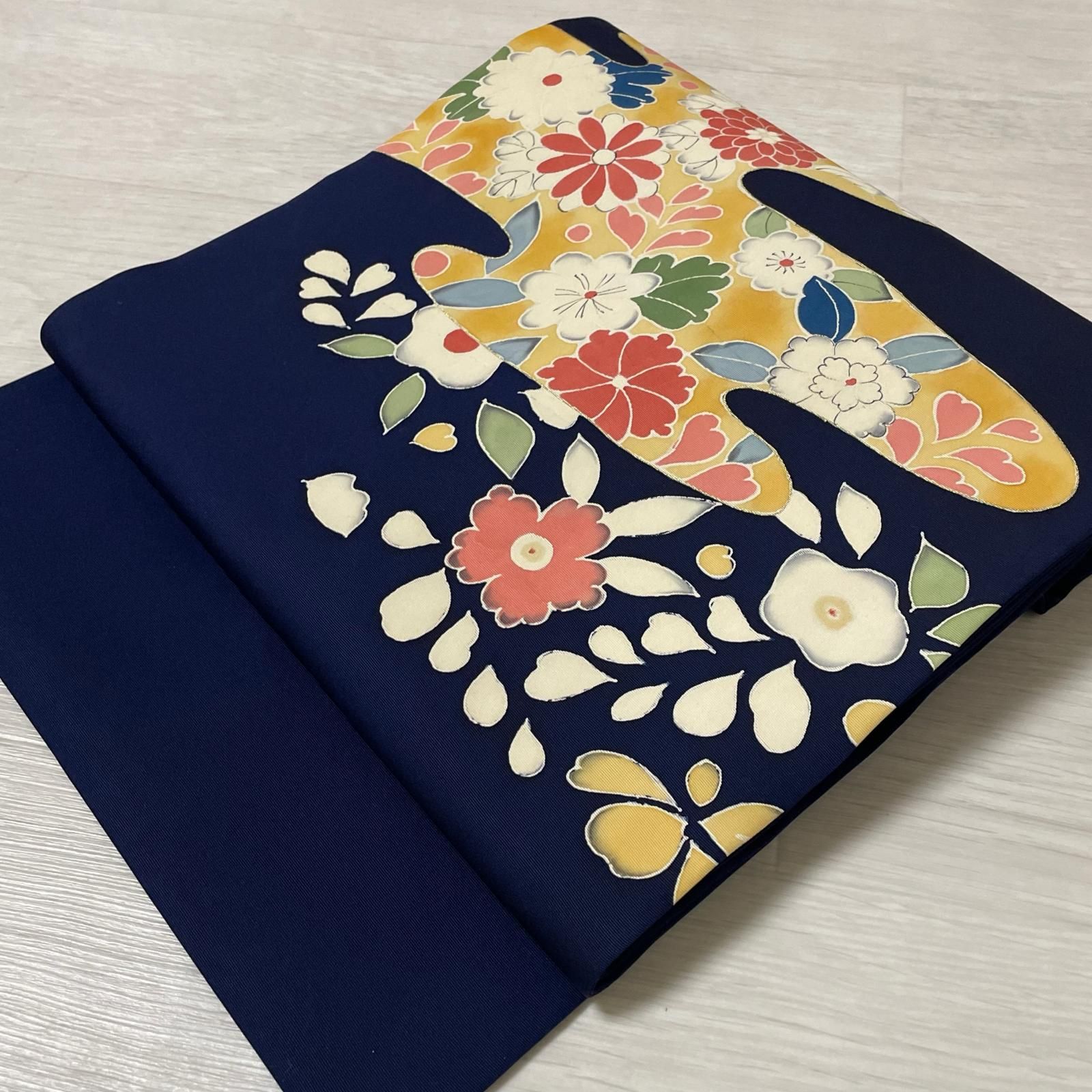 名古屋帯 塩瀬 エ霞に辻ヶ花 九寸 正絹 着物 X-3455