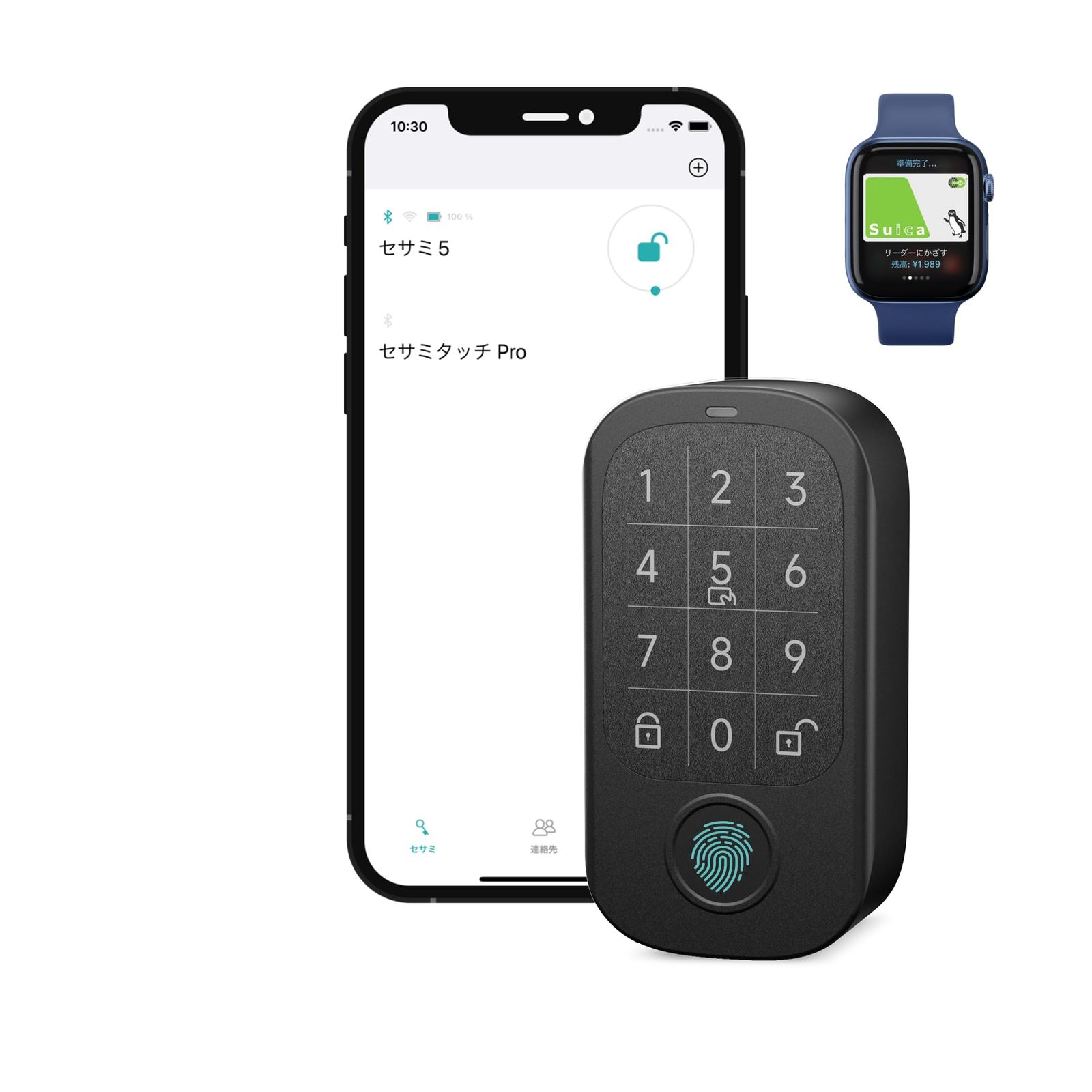 キャンディハウス(Candy House) CANDY HOUSEスマートロック スマートキー 暗証番号 指紋認証パッド ICカードリーダー SESAME TOUCH PRO セサミタッチプロ Suica PASMO対応 Apple watc 30dd7c0b