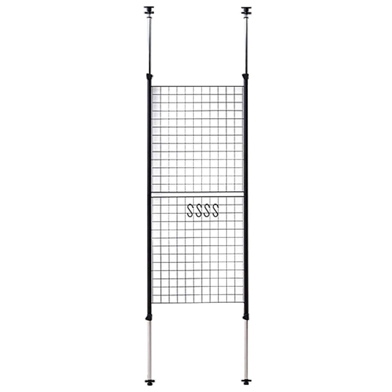 山善(YAMAZEN) 突っ張り パーテーション (ワイヤータイプ) 幅60×奥行5×高さ166.5-295.5cm (フック4個付き) 壁掛け 収納 壁面収納 天井 間仕切り 組立品 ブラック SP-60(MBK)mt 1d44e487