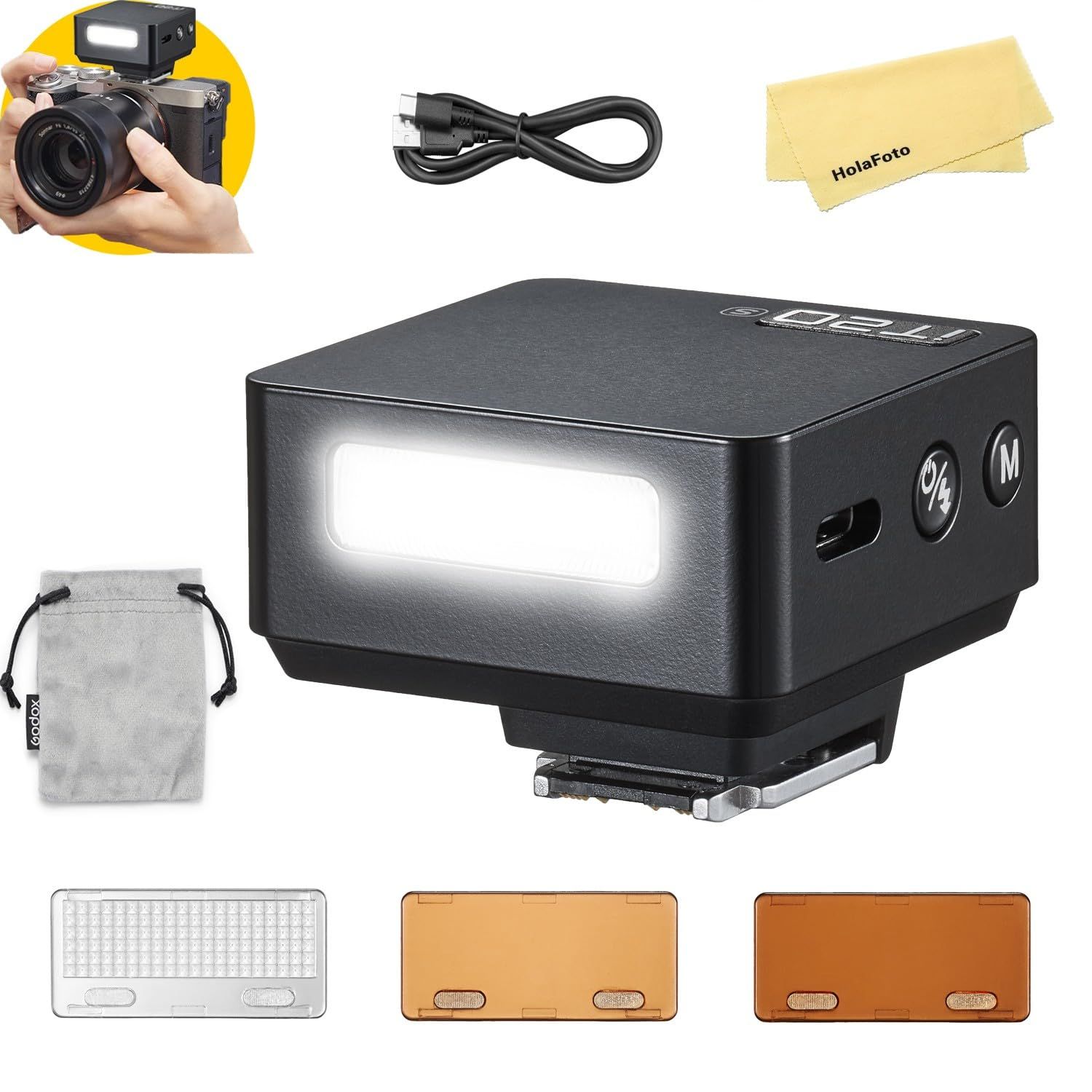 特価商品 Godox iT20 N iT20-N TTL カメラフラッシュ、7.4V/300mAh リチウム電池付き、 カメラフラッシュスピードライト、デジタルカメラ、標準ホットシュー付き、1.5秒リサイクルタイム、700回のフルパワーフラッシュ(ブラック)