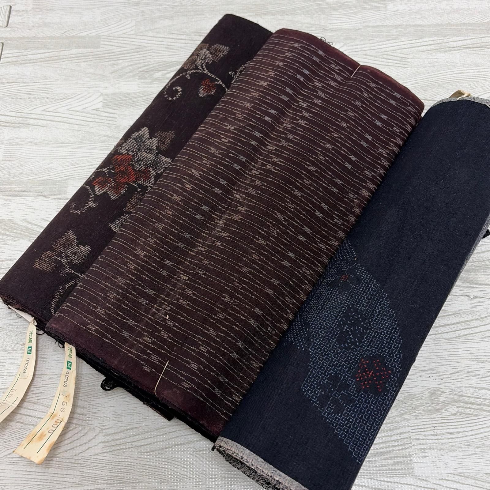 紬 反物 正絹 3本 まとめ売り リメイク材料 s- - メルカリ