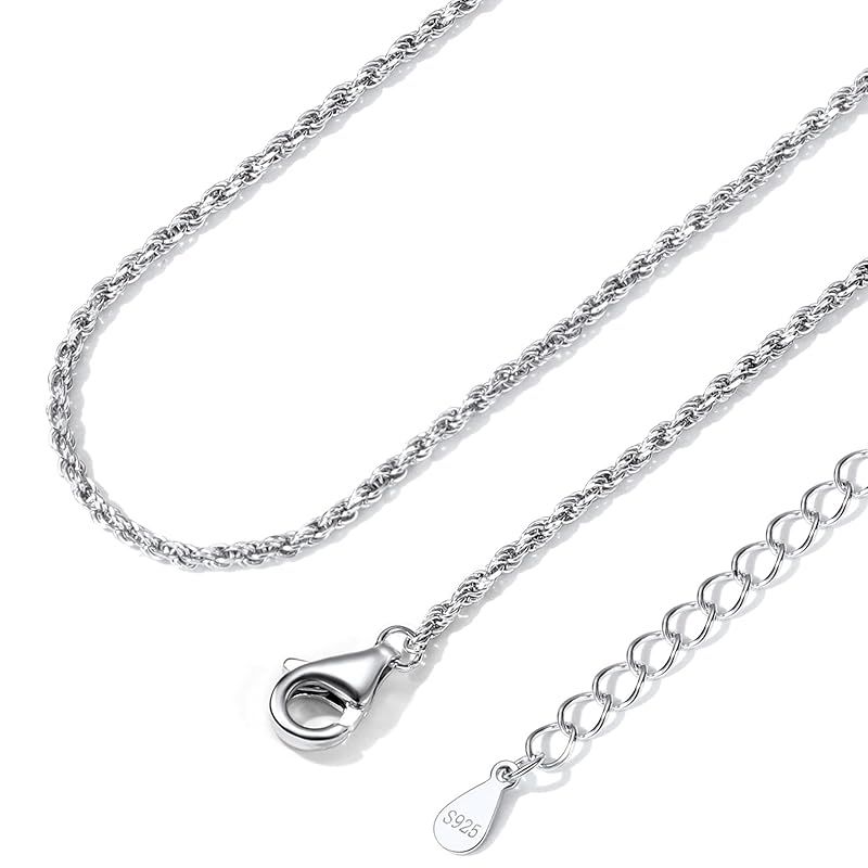 [ＣｈａｉｎｓＨｏｕｓｅ] シルバー925 ネックレス レディース チェーンのみ メンズ ロープチェーン 金属アレルギー対応 細め （1.3mm 55cm+5cm）