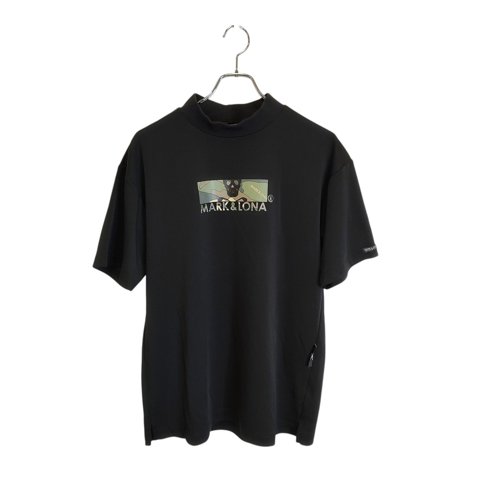 MARK&LONA マークアンドロナ ゴルフ 24SS GIS Spounge Mock Tee ダンボールニット 半袖 モックネック Tシャツ MLM-4B-AA13 48 ブラック/カモフラ メンズ