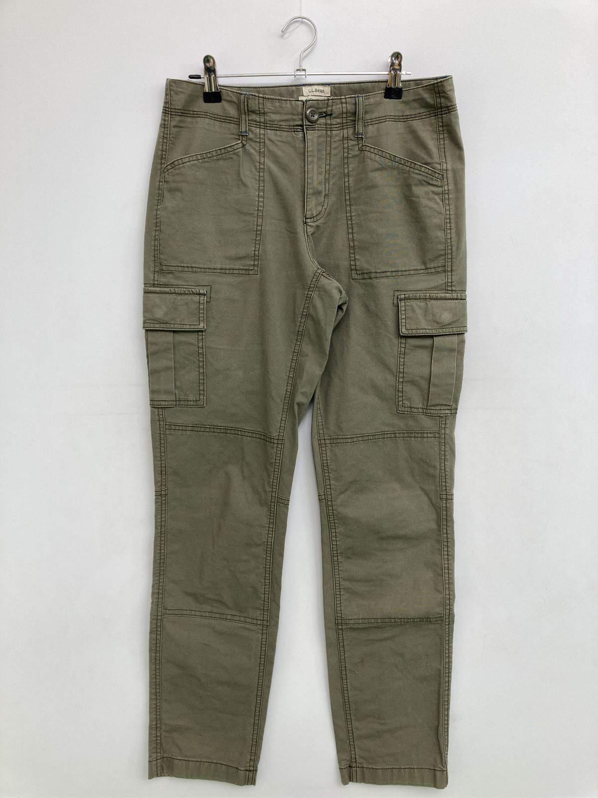 L.L.Bean エルエルビーン カーゴパンツ 4 カーキ レギュラー テーパード スタンダード 無地 コットン ストレッチ フルレングス レディース