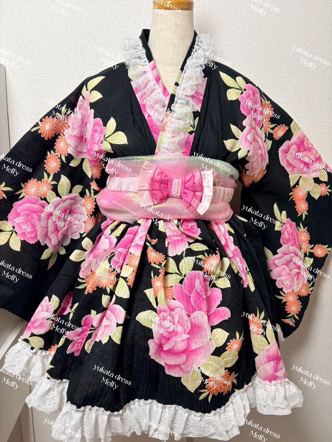 甘ロリ姫の♡浴衣ドレス　大人浴衣ドレスミニ（帯付き）
