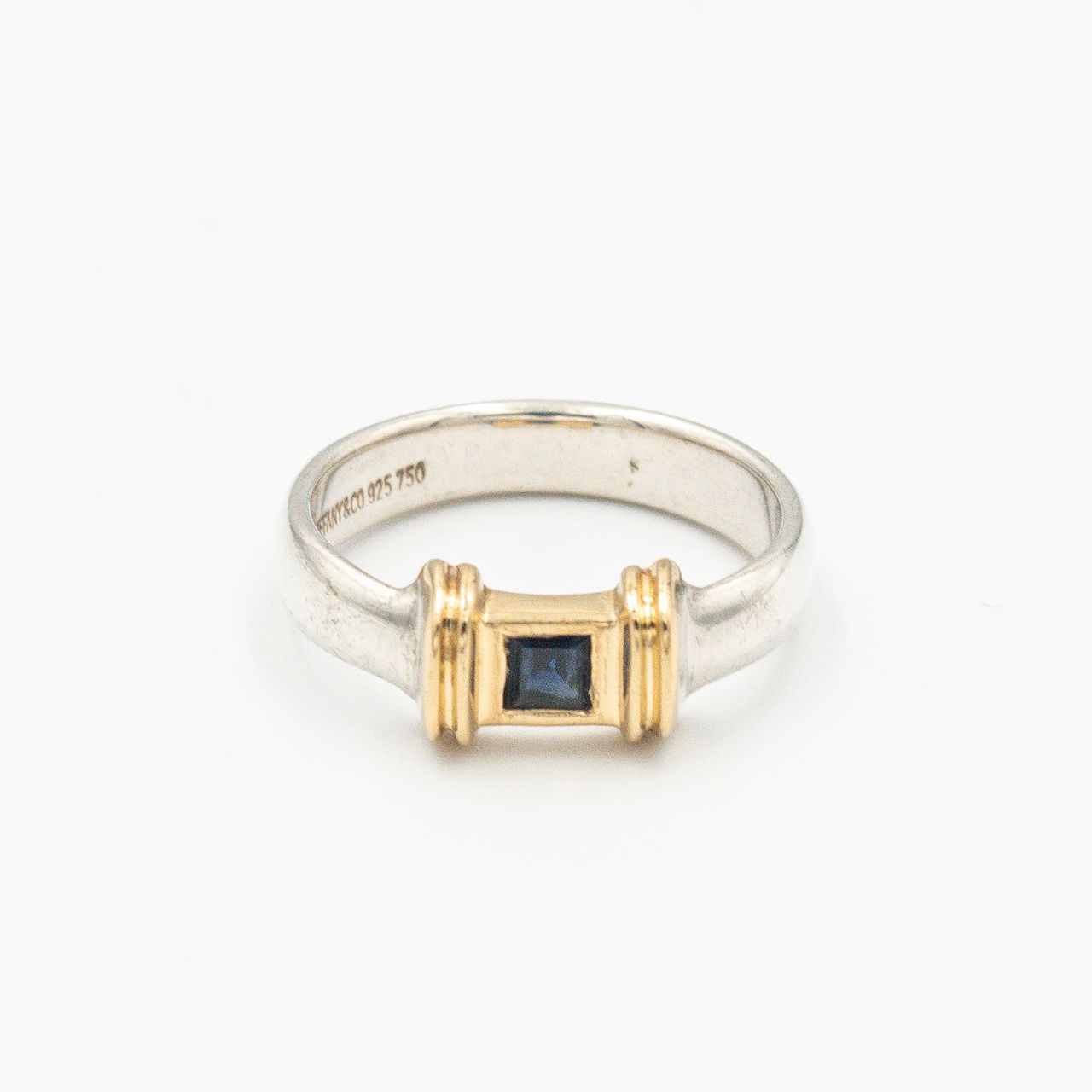 【ヴィンテージ】 ティファニー サファイア スタッキング リング 7号 シルバー 925 ゴールド 18K Tiffany メンズ レディース レア 中古 送料無料