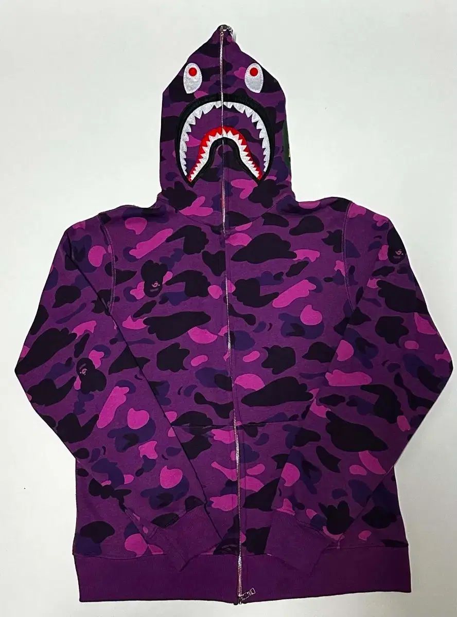 A BATHING APE シャーク フーディー PURPLE カモフラ