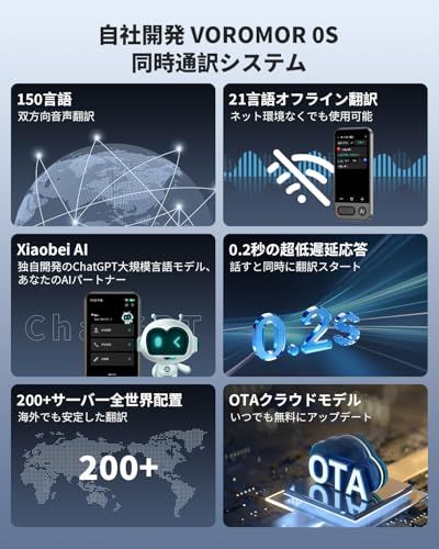 Z16 AI翻訳機 音声翻訳機 ChatGPT搭載 携帯翻訳機 150言語対応 0.2秒翻訳 オンライン翻訳/双方向音声翻訳/写真翻訳/電話翻訳/入力翻訳/録音翻訳 携帯翻訳機 【SIM不要/追加料金不要/オフライン翻訳対応】ma
