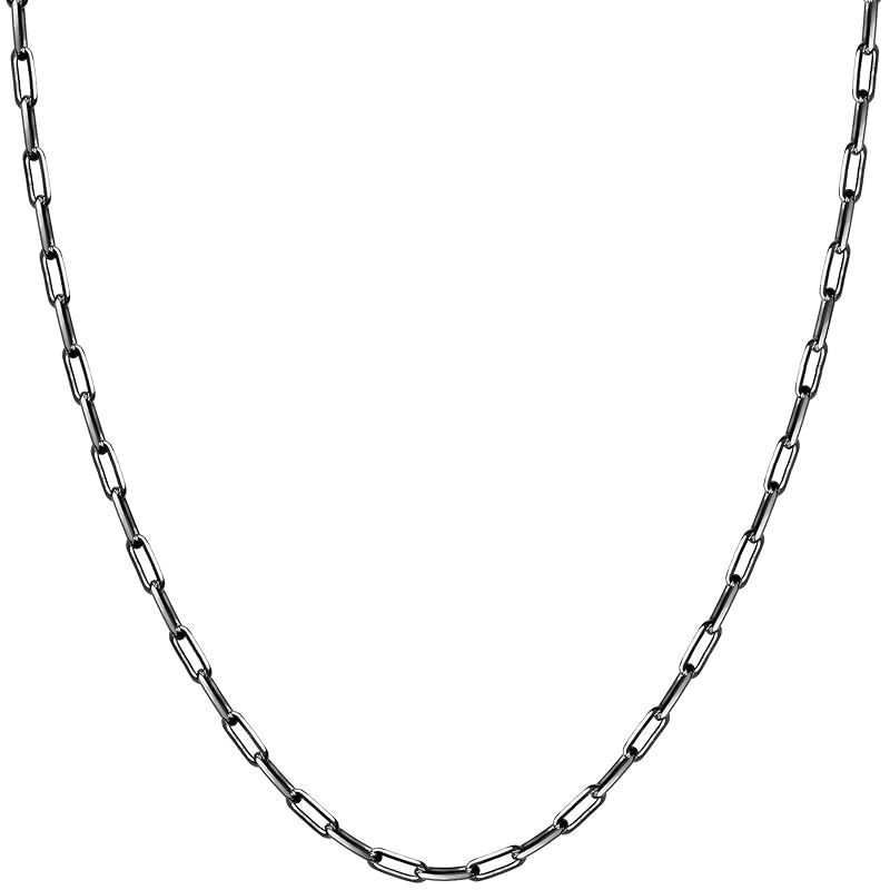 [新宿銀の蔵] シルバー925 いぶし長あずきチェーン 4面カット 幅約2.0mm 薄め 長さ40～60cm (55cm) チェーン ネックレス メンズ チェーンのみ