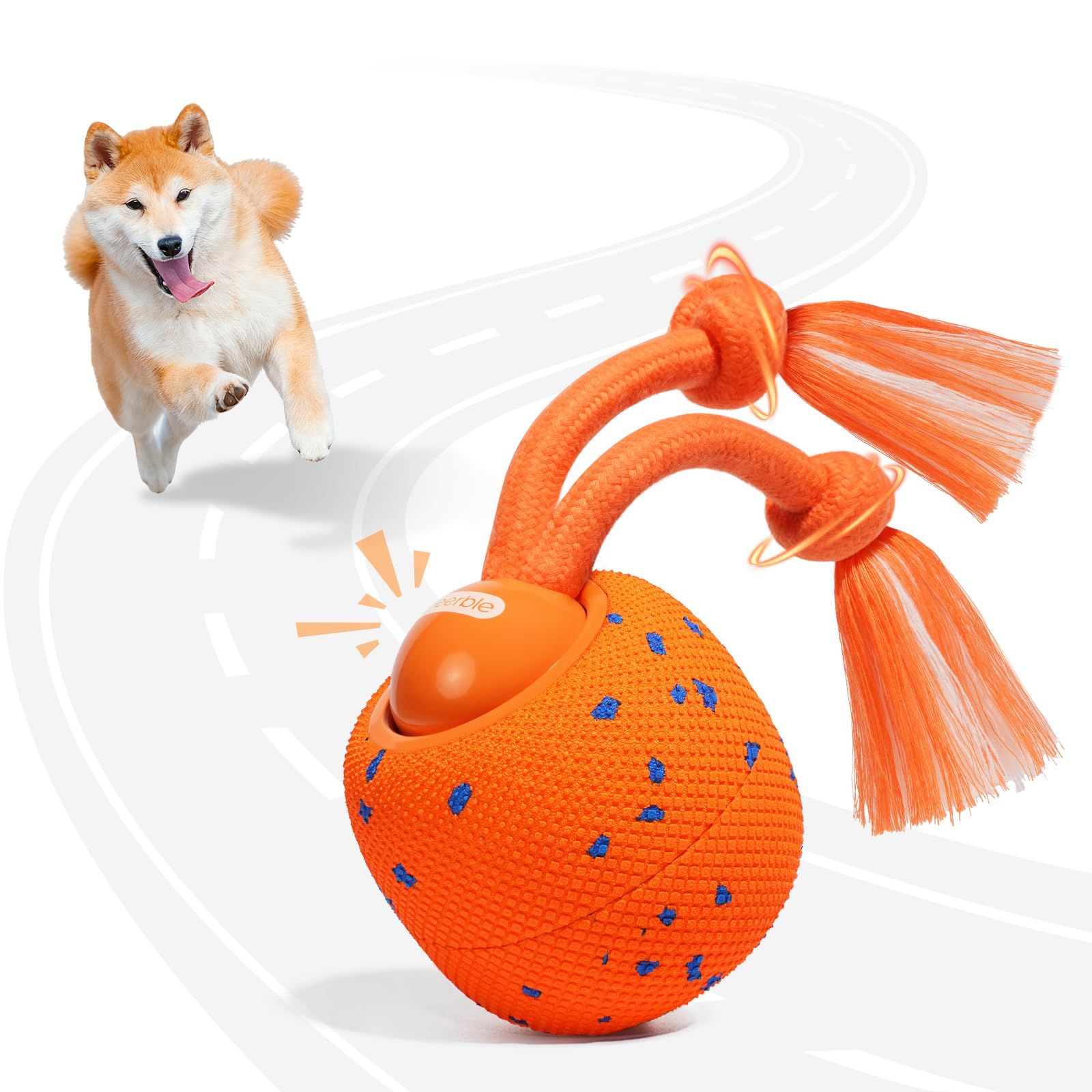 Cheerble 犬用ボール 自動で動く【犬の鳴き声モード搭載】ロープ付き 犬おもちゃ E-TPU素材 USB充電式 転がる・回転・ローリングの3モード 音声ユニット搭載 交換カバー対応 小型犬～大型犬対応 ストレス解消・お留守番対策（Wic a5eaafc5