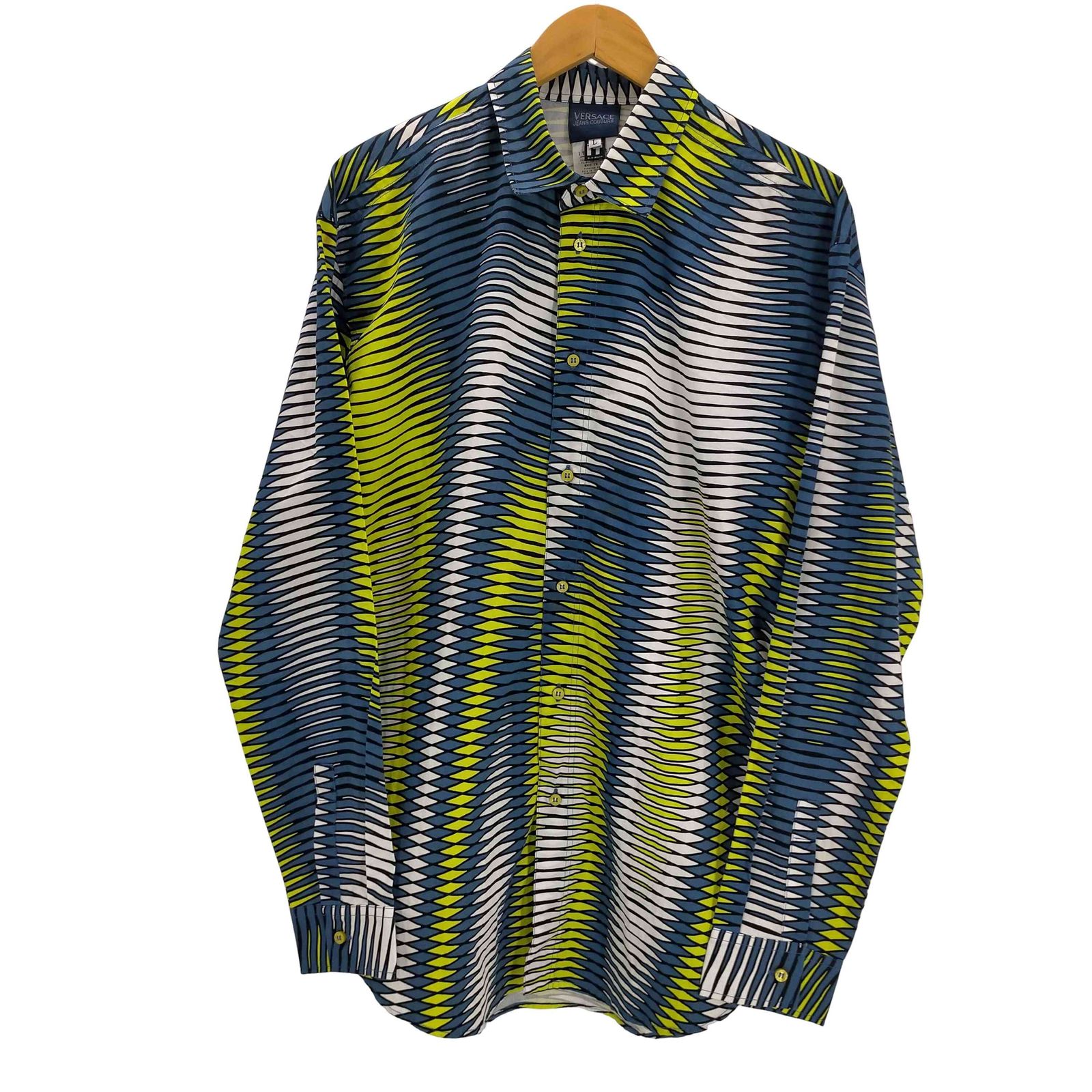 ヴェルサーチジーンズクチュール VERSACE JEANS COUTURE 90-00S イタリア製 グラデーション サイケ L/S シャツ メンズ import:L
