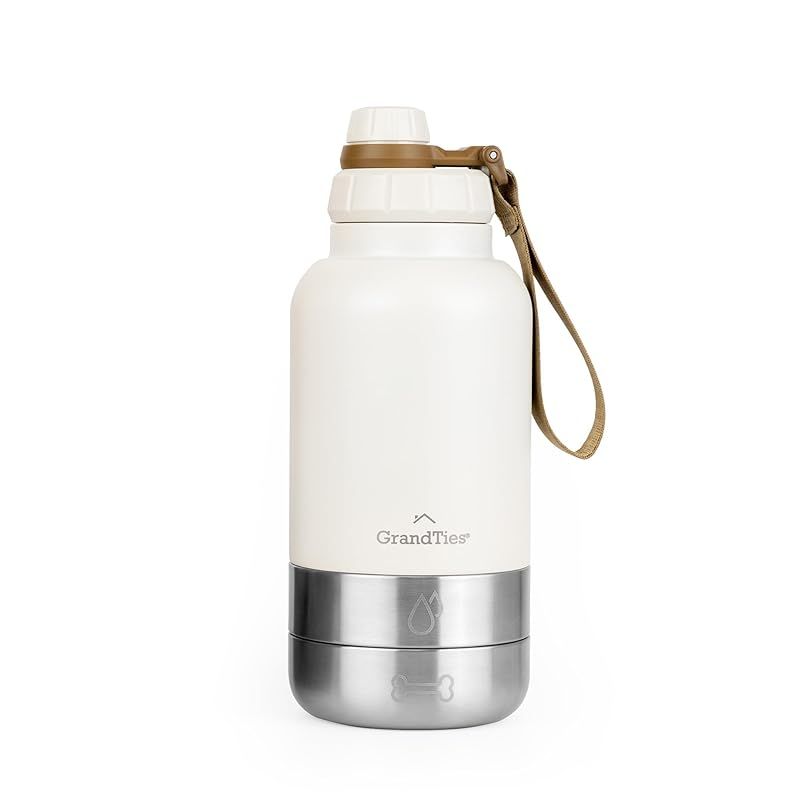 【新品】 グランタイズ 真空断熱ワイドマウスボトル 950ml & 2ペットボウル (アイボリーホワイト) 水筒 dog 犬 散歩 公園 ドッグラン グランピング キャンプ ペットライフ 6,031円