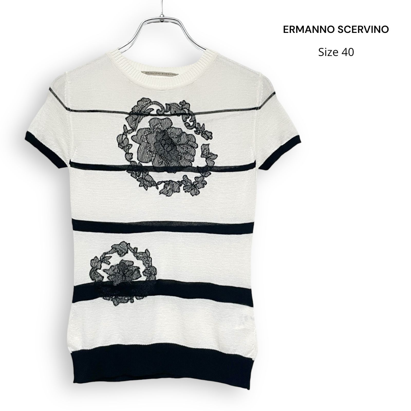 ERMANNO SCERVINO エルマンノ シェルヴィーノ 刺繍 レース レーヨン ニット Size40