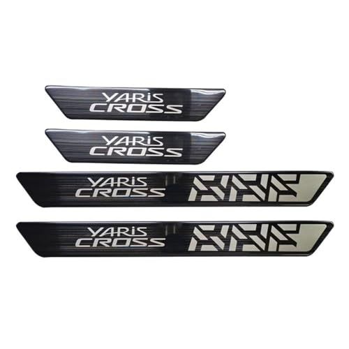 R◆新型 ヤリスクロス カスタム スアクセサリー Yaris Cros 車種専用設計 サイドドアステップガード 外側 スカッフプレート ステンレス材質 ガーニッシュ パーツ 防キズ 防汚れ 4点セット (ブラック-シルバーロゴ) 0d43fa30