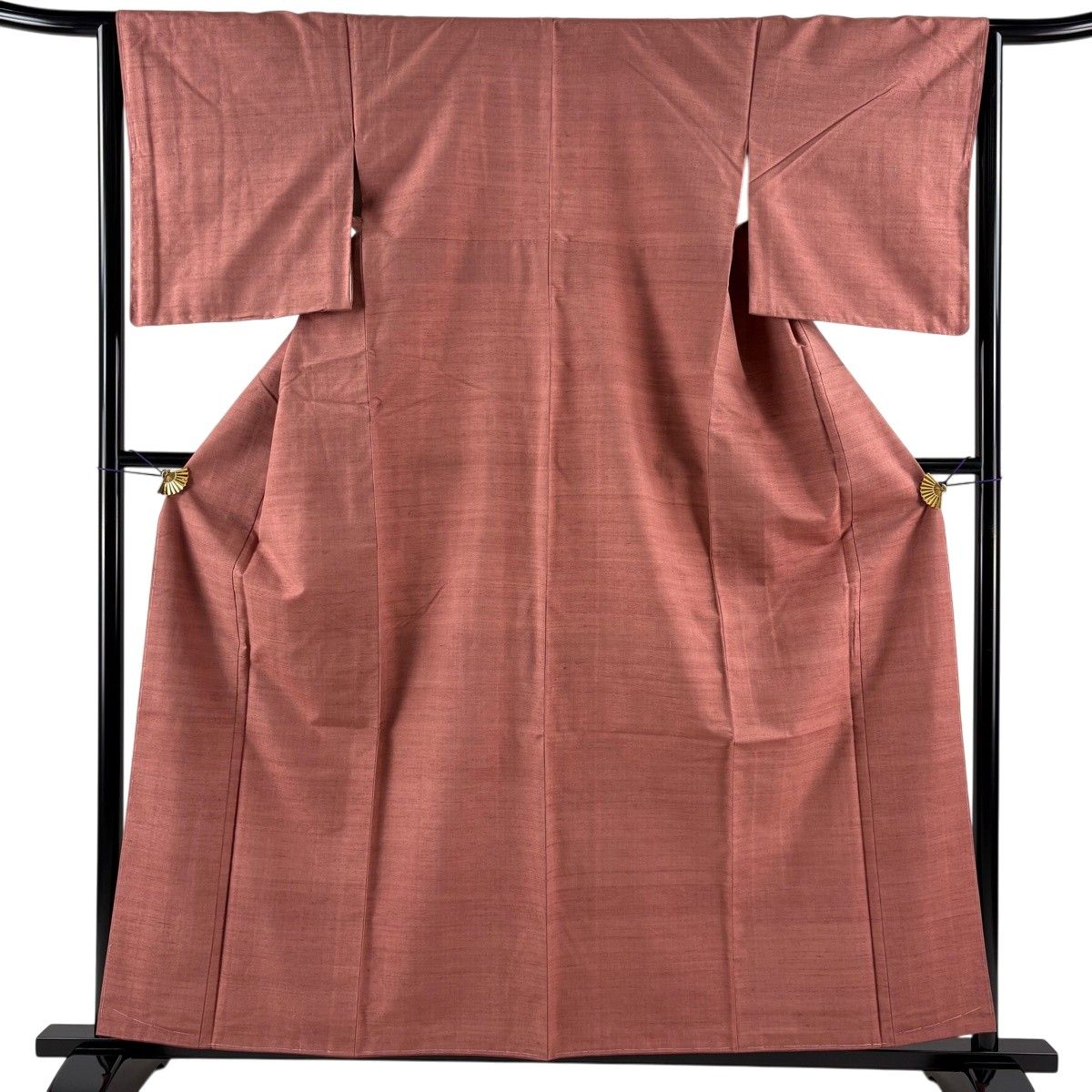 【美品】 紬 身丈158.5cm 裄丈64.5cm M 袷 証紙 薄小豆 正絹 秀品 【中古】