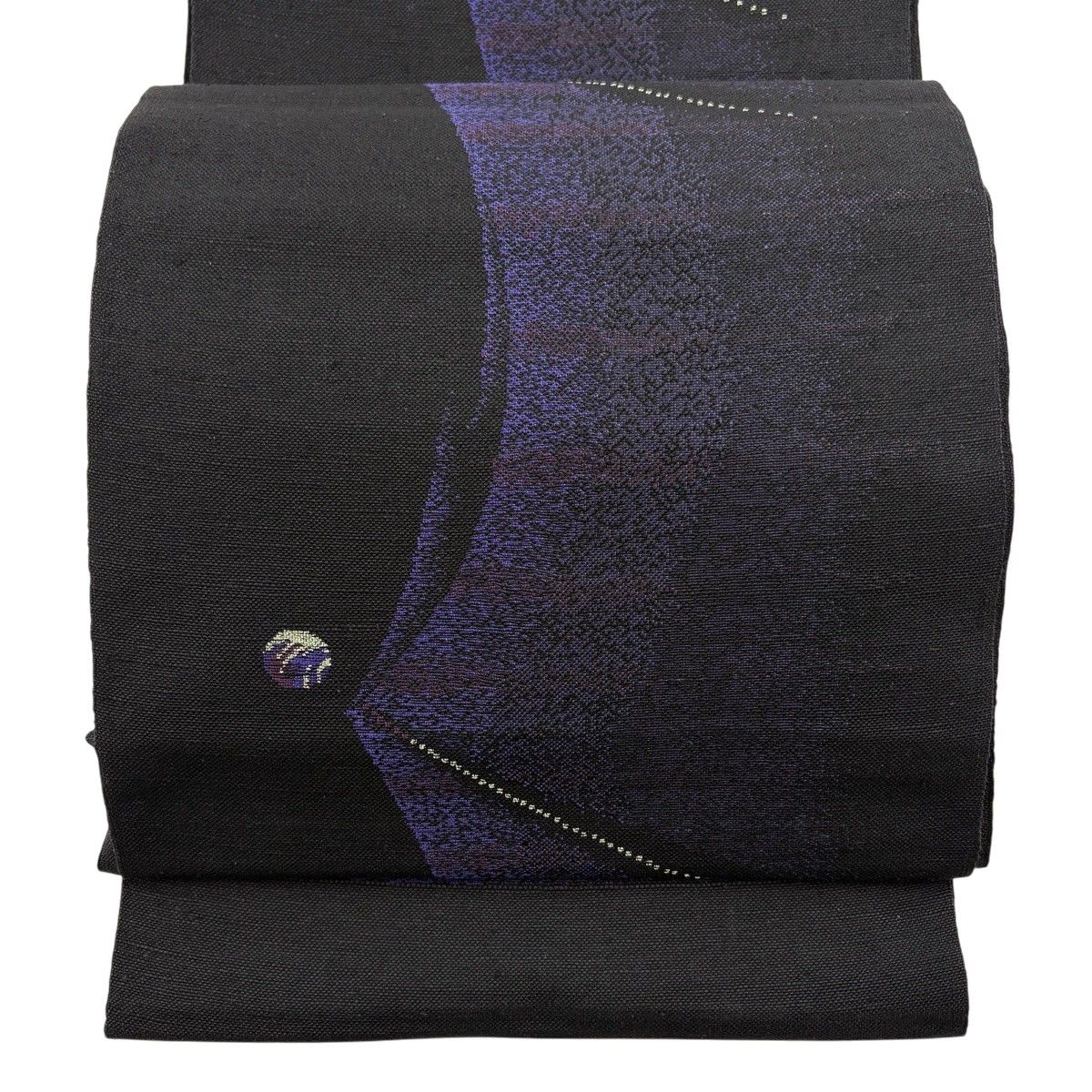 【美品】 名古屋帯 秀品 坂東紬地 八寸名古屋帯 幾何学模様 箔 黒 正絹 【中古】