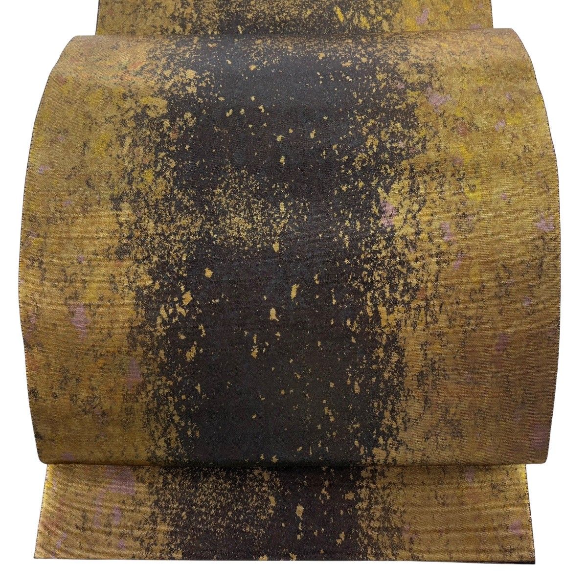 【美品】 袋帯 秀品 箔屋清兵衛 彩紅シルク箔 幾何学模様 箔 金色 六通 正絹 【中古】