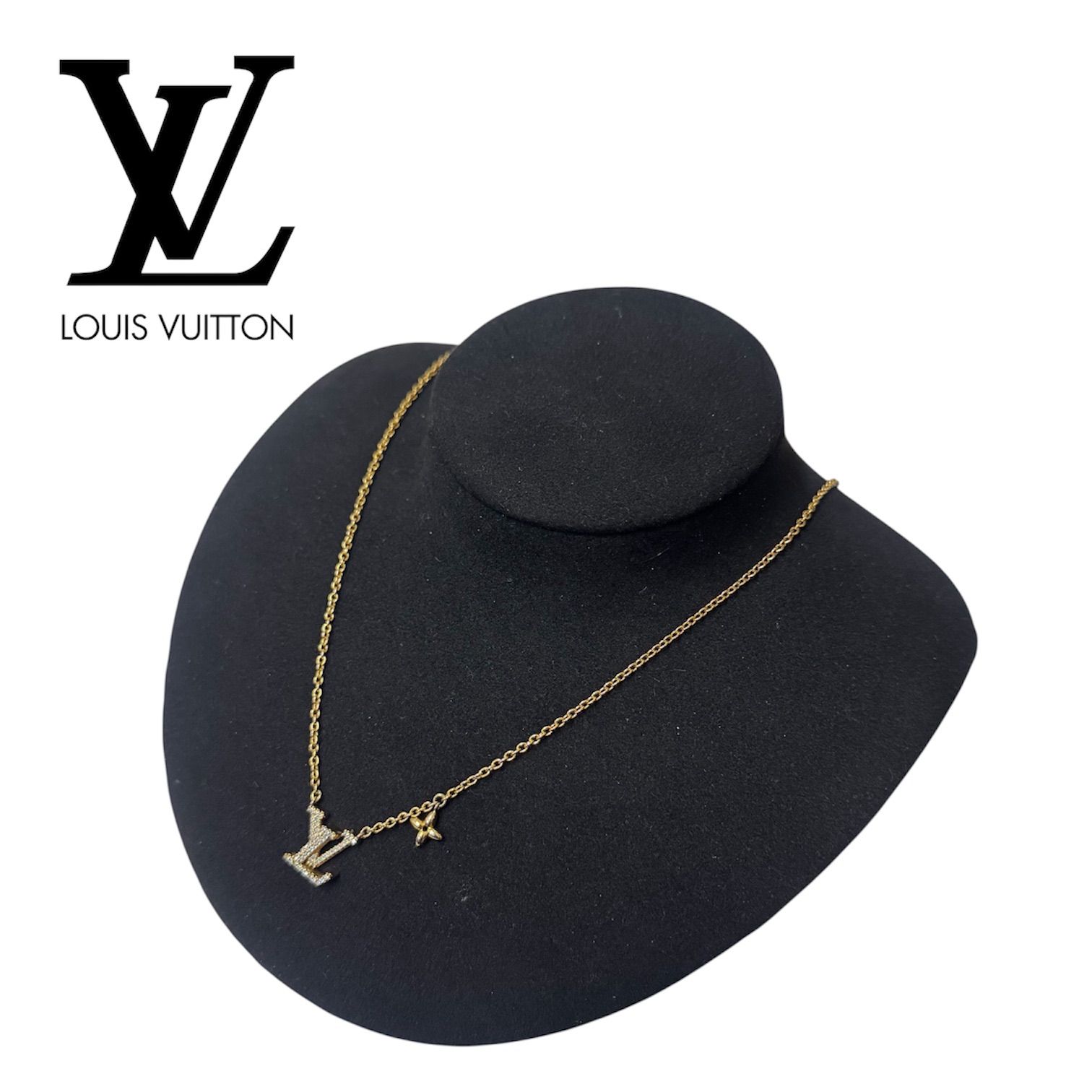 LOUIS VUITTON ルイヴィトン ビトン M00596 ネックレス・コリエ LV アイコニック 現行品 ゴールド×クリア(ホワイト) レディース アクセサリー