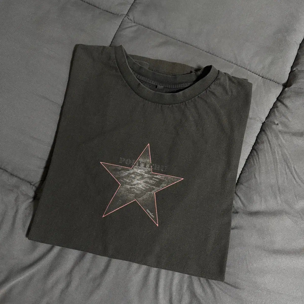 4) ポリテルメンバーシップ Tシャツ ウォッシュド ブラック