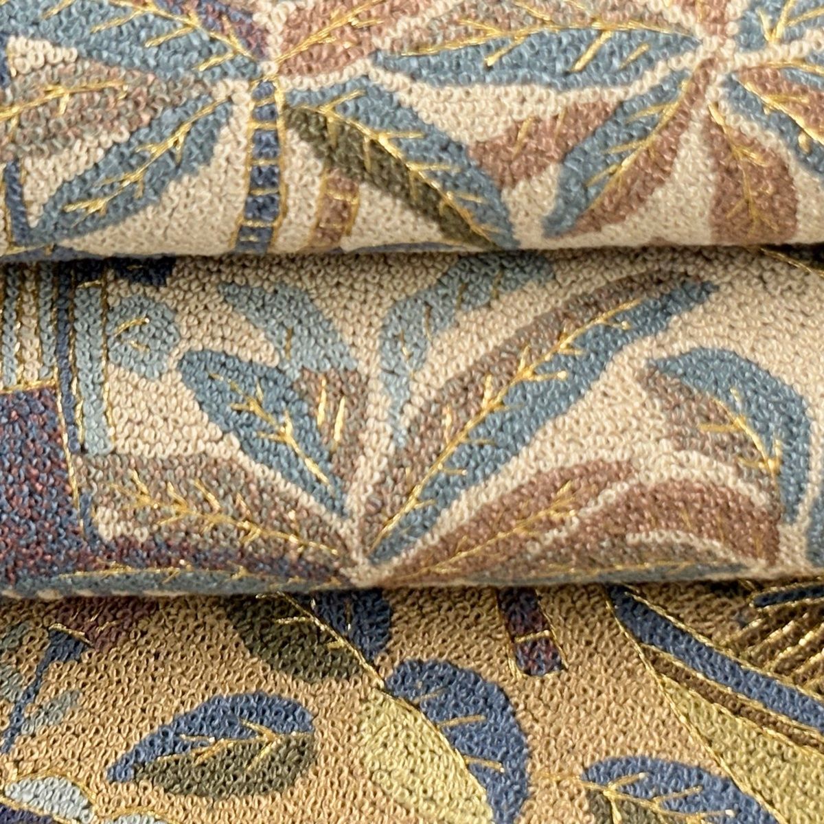 美品】 袋帯 逸品 船 魚 相良刺繍 金糸 濃紺 六通 正絹 【中古
