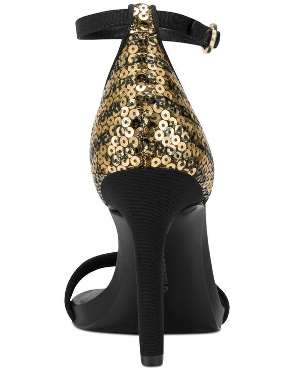 カール ラガーフェルド レディース シューズ サンダル スパンコール ロゴ KARL LAGERFELD PARIS Kenz Logo Sequin Dress Sandals Gold Black ブラック