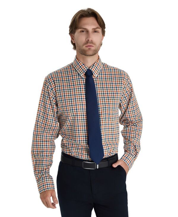 クラブルーム メンズ トップス シャツ Club Room Mens Fashion Plaid Pattern Poplin Shirt Brick チェック