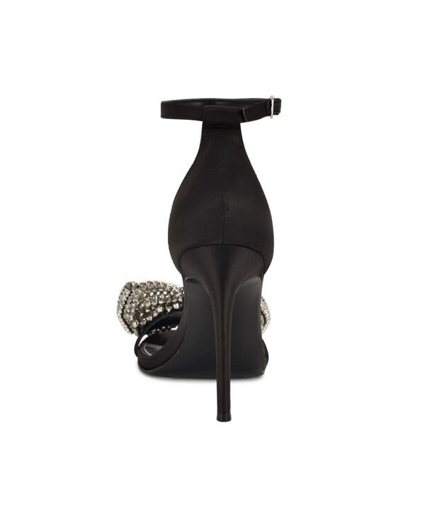 ナインウェスト レディース シューズ サンダル Nine West Womens Tansie Embellished High Stiletto Dress Sandals Black Satin ブラック