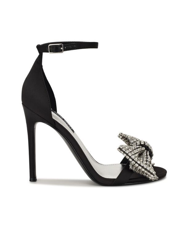 ナインウェスト レディース シューズ サンダル Nine West Womens Tansie Embellished High Stiletto Dress Sandals Black Satin ブラック