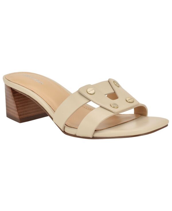 カルバンクライン レディース シューズ サンダル ヒール Calvin Klein Womens Andrae SlipOn Block Heel Sandals Ivory Leather アイボリー
