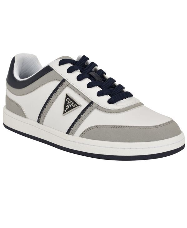 ゲス メンズ シューズ スニーカー レース GUESS Mens Lasen Branded LaceUp Fashion Sneakers Medium Gray White multi ホワイト