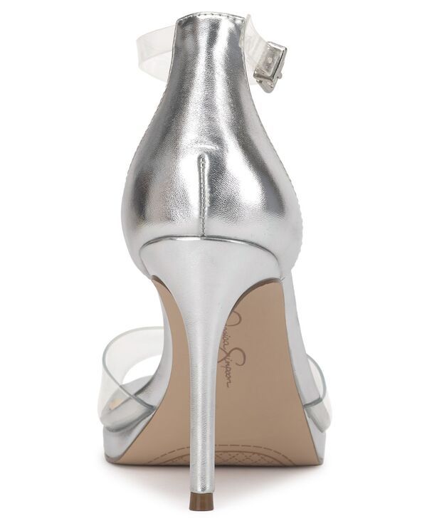 ジェシカシンプソン レディース シューズ サンダル Jessica Simpson Womens Daisile Vinyl Strap Stiletto Sandals Silver MetallicClear シルバー