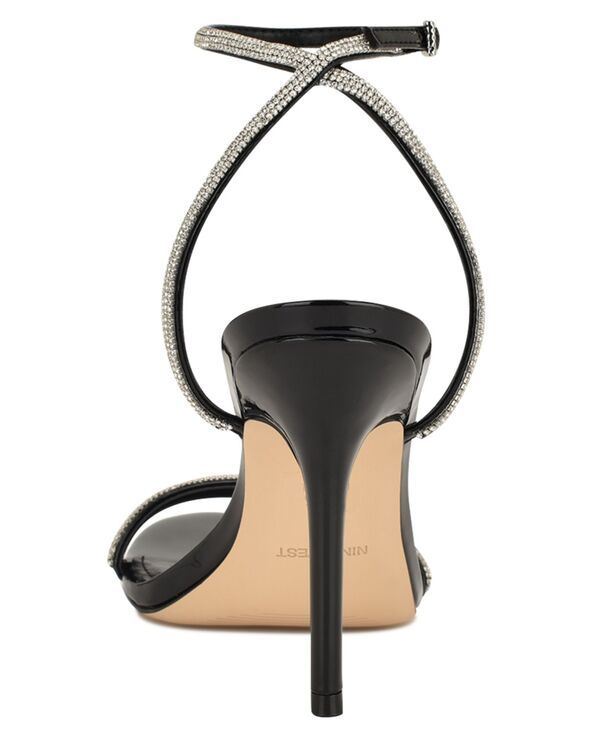 ナインウェスト レディース シューズ サンダル Nine West Womenstodia Embellished Strappy Stiletto Dressandals Black Patent ブラック