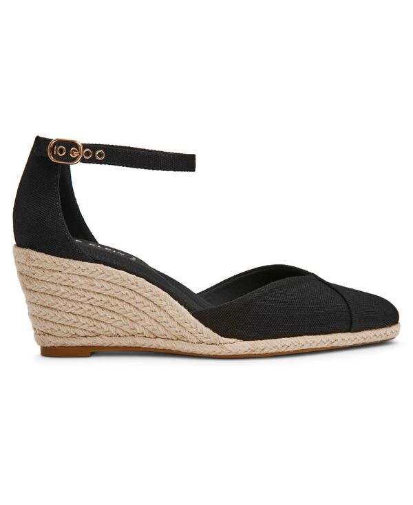 アンクライン レディース シューズ サンダル ヒール Anne Klein Womens Wilmott Wedge Heel Sandals Black Canvas ブラック