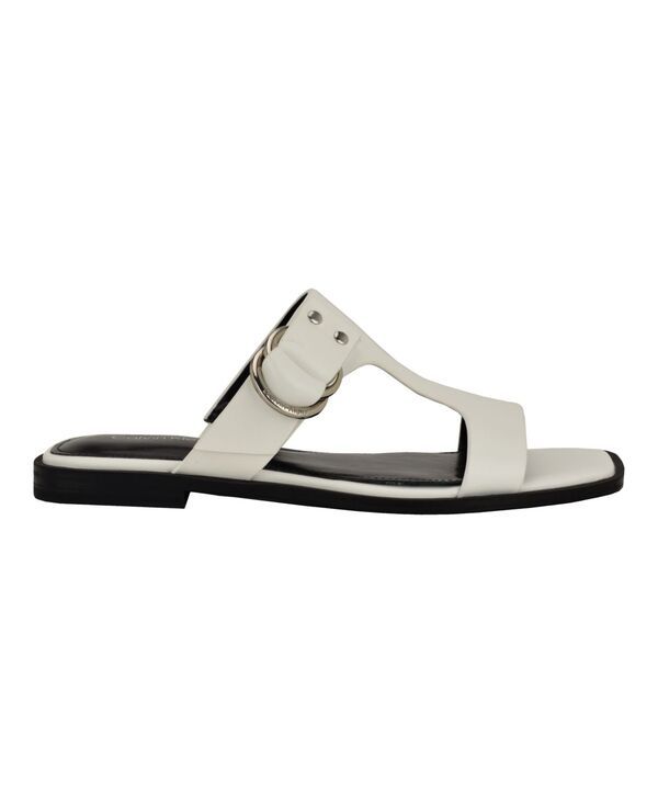 カルバンクライン レディース シューズ サンダル レザー Calvin Klein Womens Meritt Leather Flat SlipOn Sandals White Leather ホワイト カルバンクライン レディース シューズ サンダル レザー Calvin Klein Womens Meritt Leather Flat SlipOn Sandals White Leather ホワイト