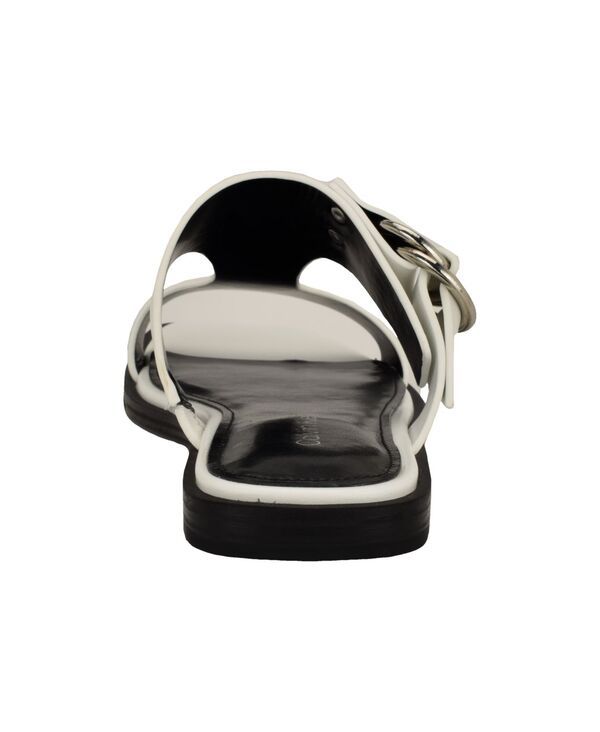 カルバンクライン レディース シューズ サンダル レザー Calvin Klein Womens Meritt Leather Flat SlipOn Sandals White Leather ホワイト カルバンクライン レディース シューズ サンダル レザー Calvin Klein Womens Meritt Leather Flat SlipOn Sandals White Leather ホワイト